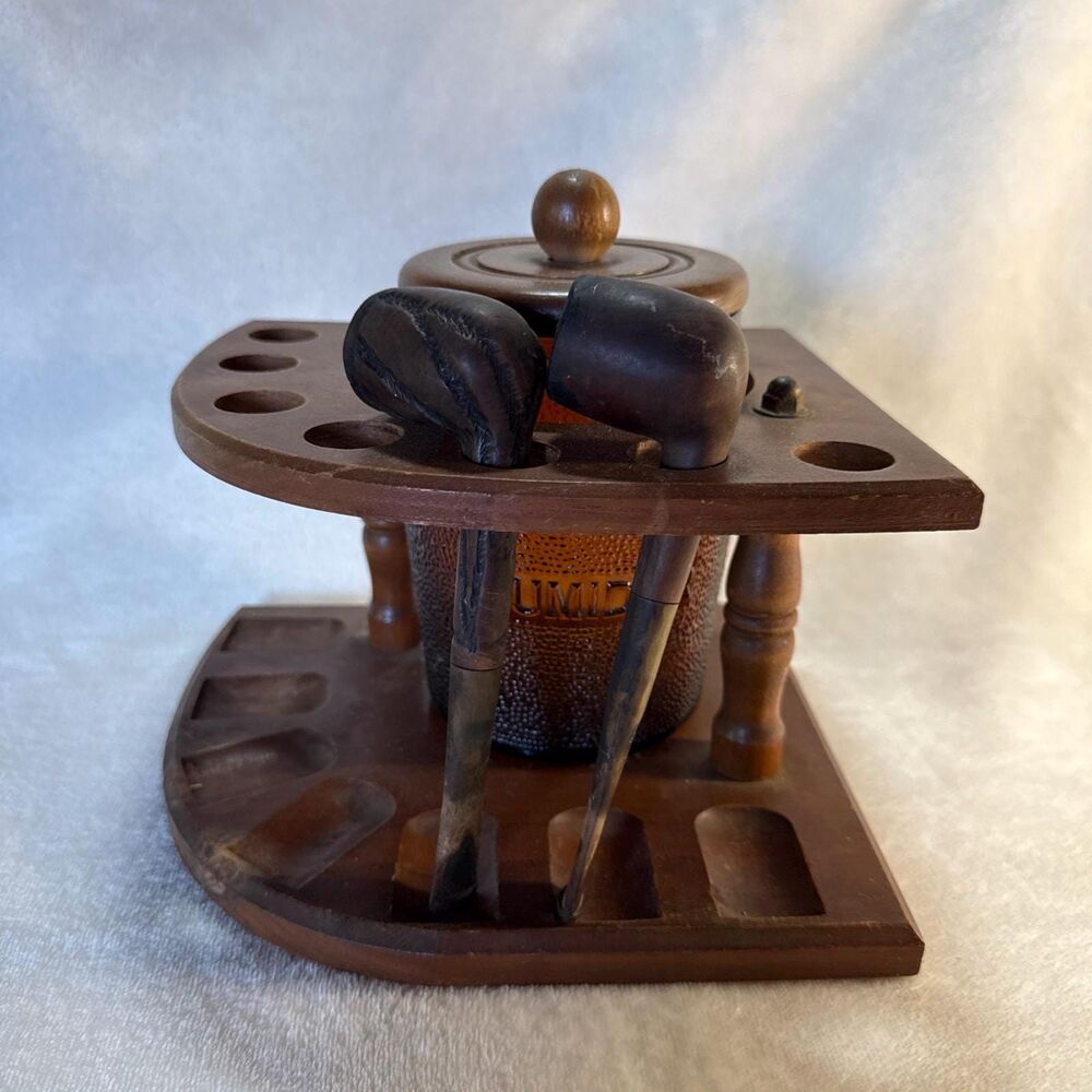 Vintage Dun-Rite Humidor Wood Brooklyn NY With 2 Vintage Tobacco Pipes